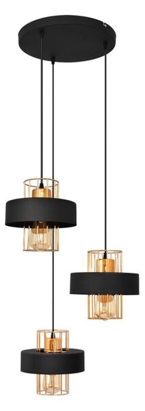 Lustr na lanku VOLTA 3xE27/15W/230V černá/rose gold