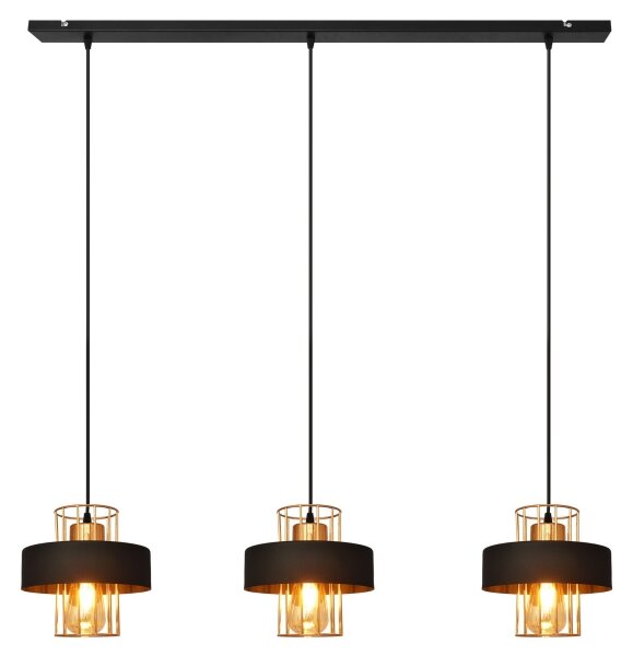 Lustr na lanku VOLTA 3xE27/15W/230V černá/rose gold