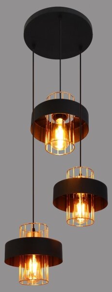 Lustr na lanku VOLTA 3xE27/15W/230V černá/rose gold