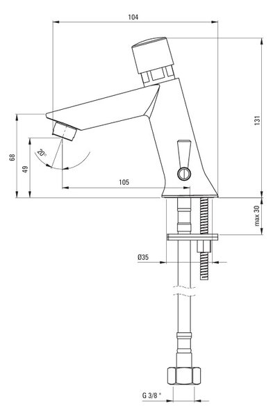 Deante Washbasin tap, self-closing, s temperature control - without closing plug