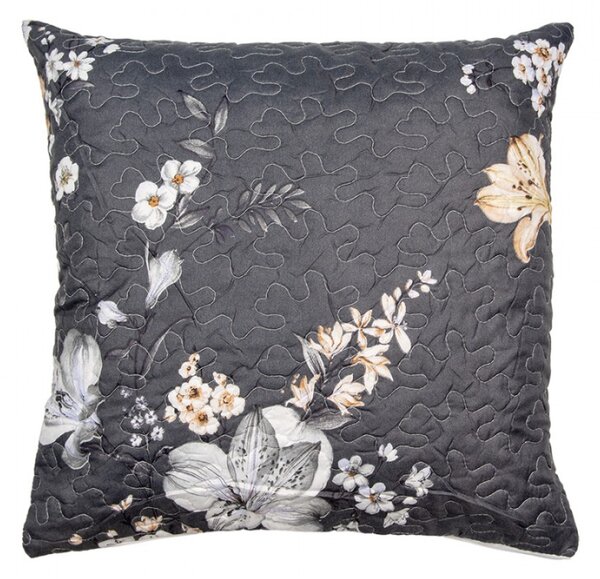 Černý patchwork povlak na polštář s květy Selma L – 50x50 cm