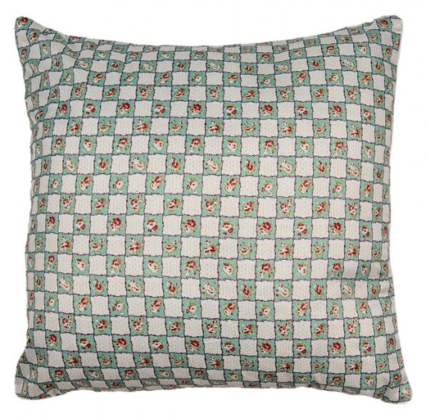 Zelený patchwork povlak na polštář s drobnými květy Selma M – 40x40 cm