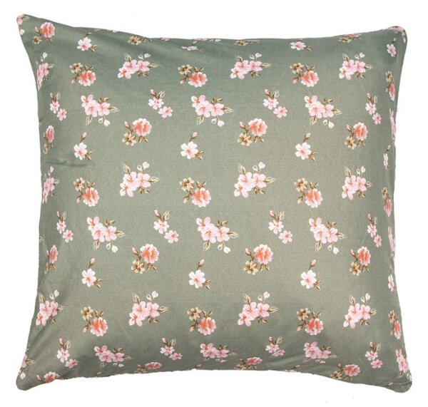 Zeleno-béžový patchwork povlak na polštář s drobnými květy Selma L – 50x50 cm