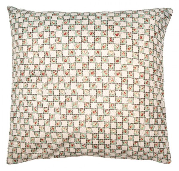 Zelený patchwork povlak na polštář s drobnými květy Selma L – 50x50 cm