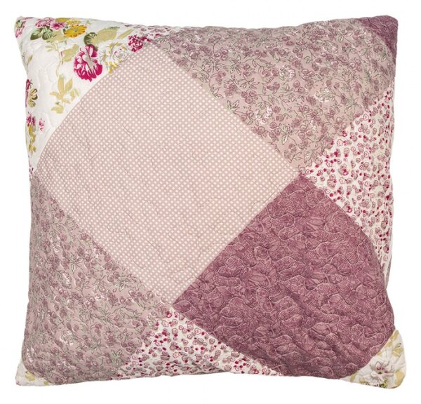 Fialový patchwork povlak na polštář s drobnými květy Selma L – 50x50 cm