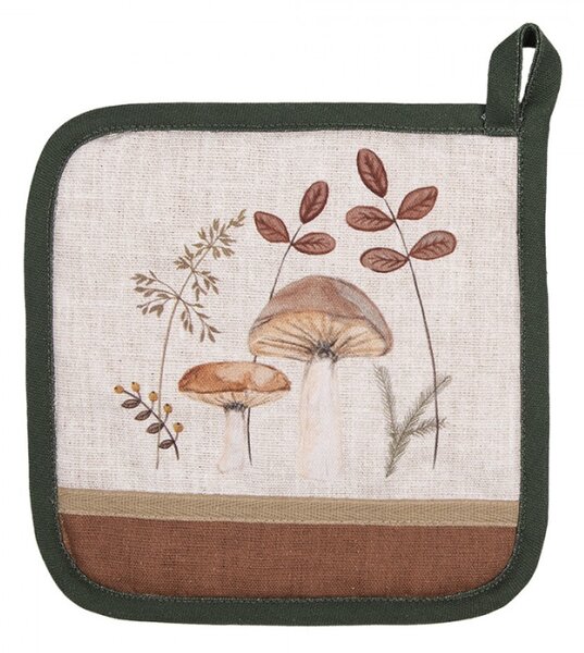 Bavlněná chňapka / podložka pod hrnec s podzimním motivem přírody a houbiček Little Fall Jewels – 20x20 cm