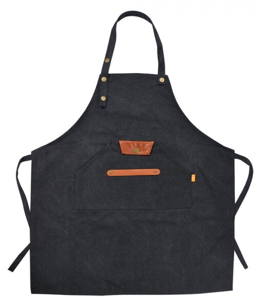 Černo-stříbrná kuchyňská zástěra se dvěma kapsami unisex Bruno – 78x70 cm