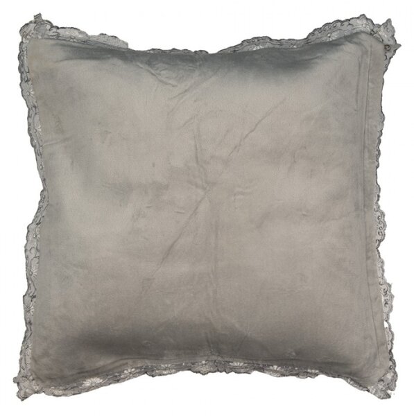 Fialový povlak na polštář s květinovým motivem a krajkou Geertruida – 55x55 cm