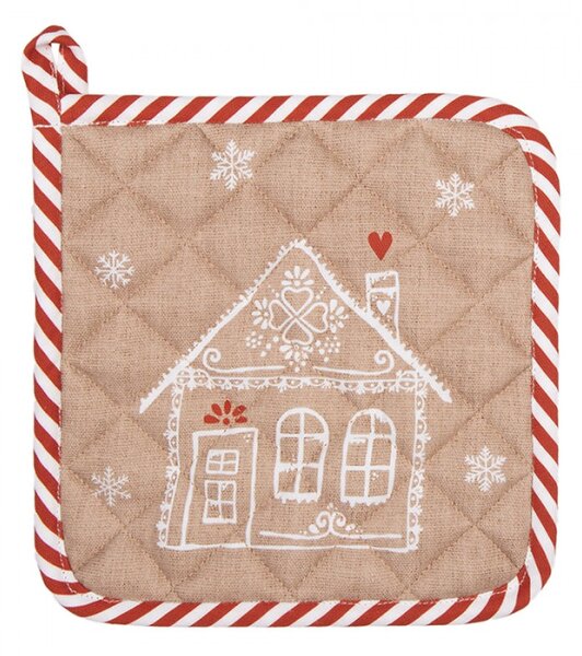 Bavlněná chňapka / podložka pod hrnec s motivem perníkových domečků Gingerbread Bliss – 20x20 cm