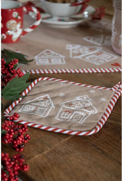 Bavlněná chňapka / podložka pod hrnec s motivem perníkových domečků Gingerbread Bliss – 20x20 cm