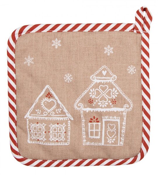 Bavlněná chňapka / podložka pod hrnec s motivem perníkových domečků Gingerbread Bliss – 20x20 cm