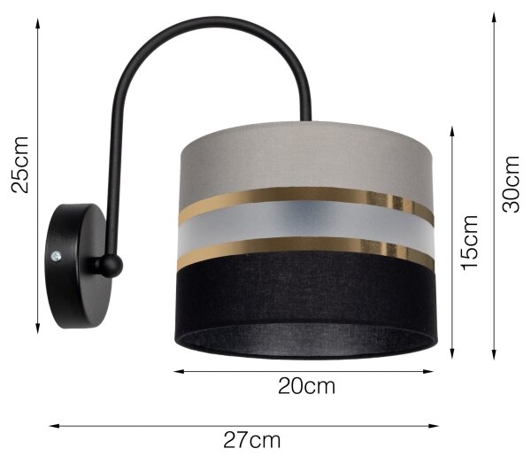 Nástěnné svítidlo CORAL 1xE27/60W/230V černá/šedá