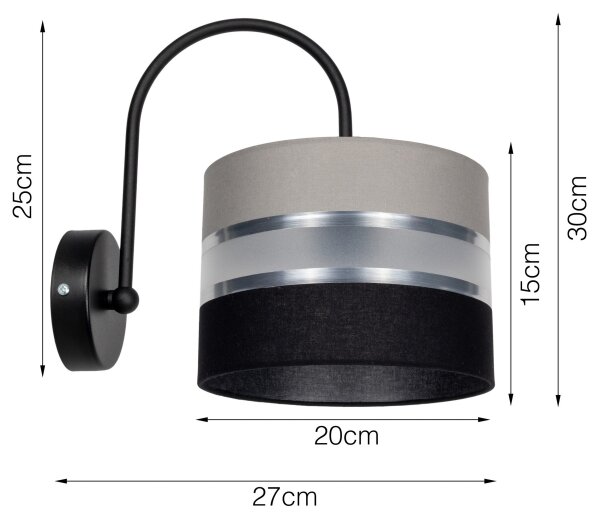 Nástěnné svítidlo CORAL 1xE27/60W/230V černá/šedá