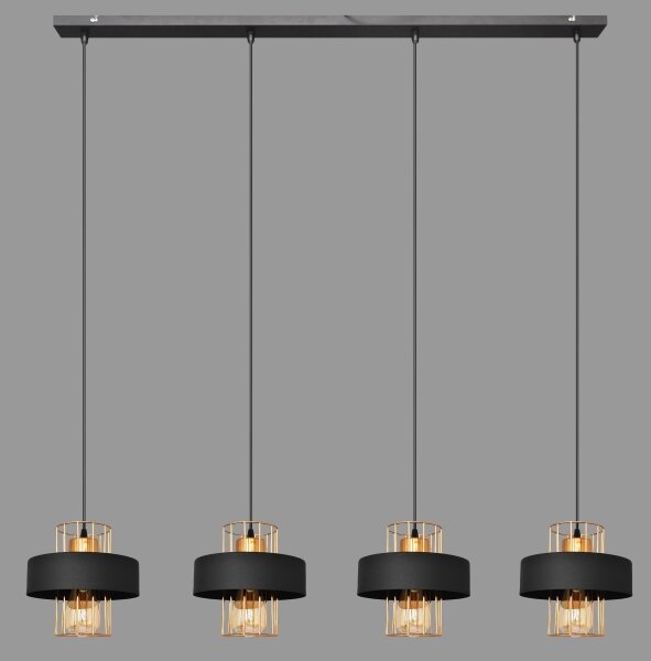 Lustr na lanku VOLTA 4xE27/15W/230V černá/rose gold