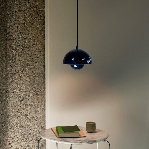 Závěsná svítidlo &Tradition, Flowerpot VP10, stmívatelné, Modrá, Obývací pokoj, Kov, Design
