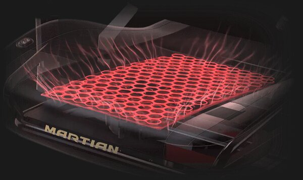 Herní židle DXRacer MARTIAN XL Triangle s elektrickým ovládáním, masáží a ventilací, černo-červená
