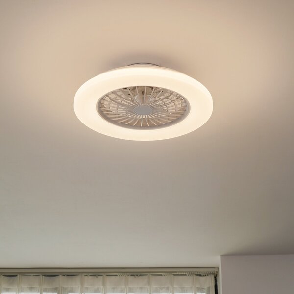 Stropní ventilátor Vedin LED, Ø 49 cm, bílý, CCT Lindby, Vedin, stmívatelné, Bílá, Obývací pokoj, Plast, Moderní