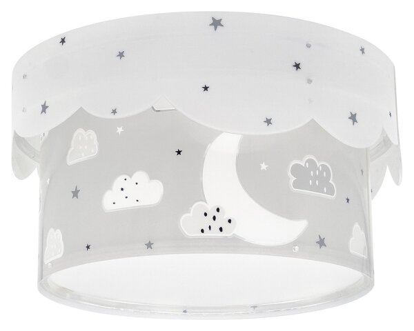 Dalber 61236E - Dětské stropní svítidlo MOON 2xE27/60W/230V šedá