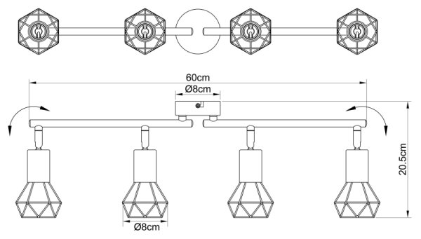 Globo 54802S-4AB - Bodové svítidlo XARA 4xE14/40W/230V