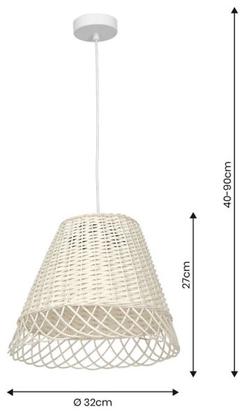 Lustr na lanku VIMINI 1xE27/40W/230V ratan