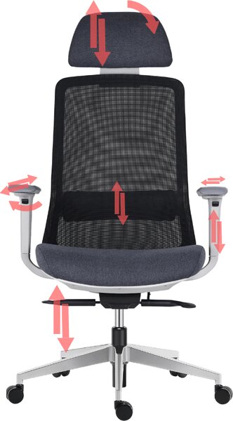 Mercury Ergonomická kancelářská židle DORA černá/šedá