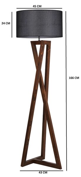 Stojací lampa MACKA 1xE27/60W/230V černá/hnědá