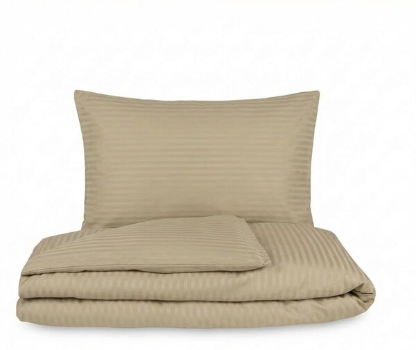 Kvalitex Ložní saténové povlečení s proužkem CAPPUCCINO 1x 140/200, 1x 70/90cm
