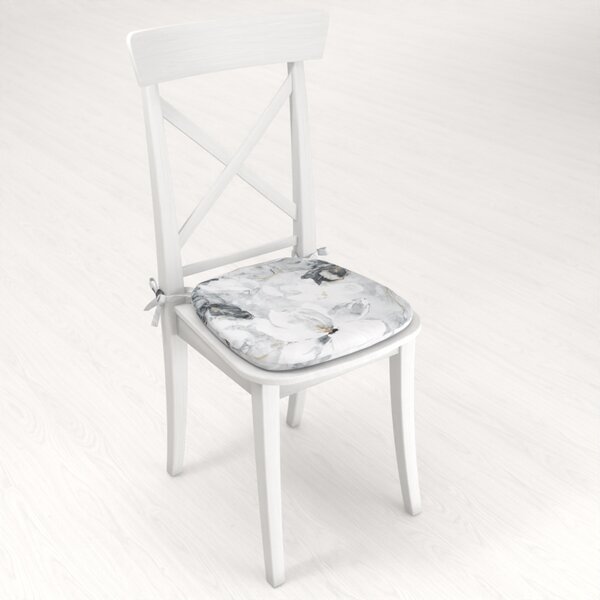 Biante Sametový oblý podsedák Tamara TMR-006 Designové květiny na šedém - 39x37x3 cm
