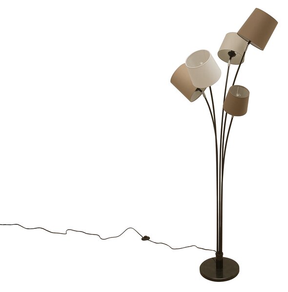 Stojací lampa Levero, 176, bílá, hnědá, béžová