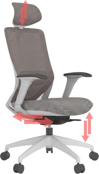 Mercury Ergonomická kancelářská židle SWIFT šedý plast, světle šedá látka