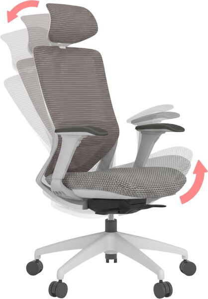 Mercury Ergonomická kancelářská židle SWIFT šedý plast, světle šedá látka