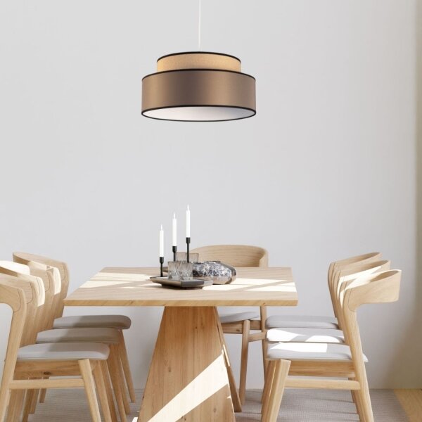 Lustr na lanku GRACE 1xE27/60W/230V pr. 40 cm béžová/hnědá