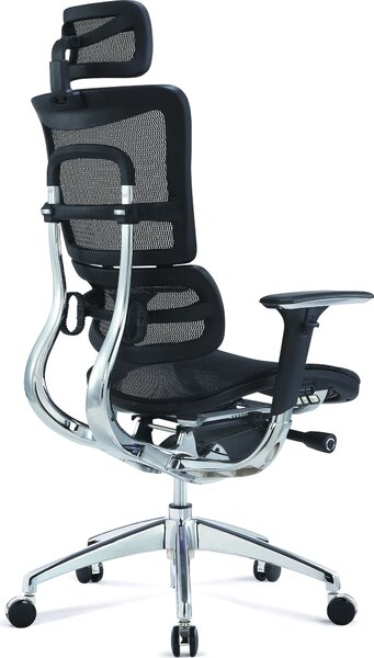 Mercury Ergonomická kancelářská židle ORION JNS-801, W-11 černá (hladká síťovina), leštěný kříž