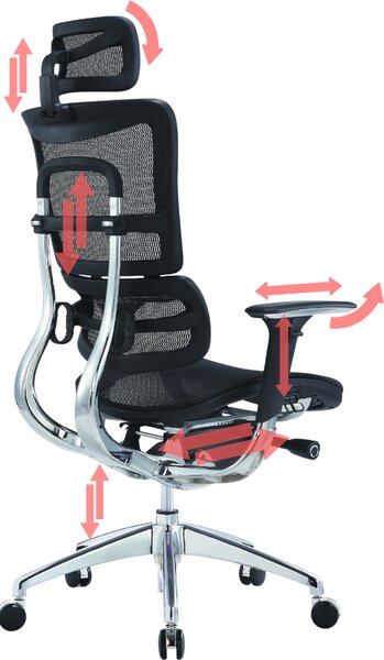 Mercury Ergonomická kancelářská židle ORION JNS-801, W-11 černá (hladká síťovina), leštěný kříž