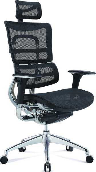 Mercury Ergonomická kancelářská židle ORION JNS-801, W-11 černá (hladká síťovina), leštěný kříž