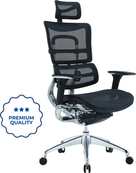 Mercury Ergonomická kancelářská židle ORION JNS-801, W-11 černá (hladká síťovina), leštěný kříž