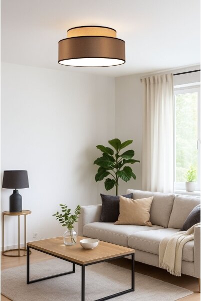 Stropní svítidlo GRACE 1xE27/60W/230V pr. 40 cm béžová/hnědá