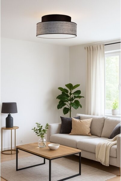 Stropní svítidlo GRACE 1xE27/60W/230V pr. 40 cm černá/šedá