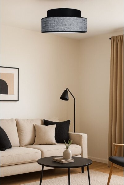 Stropní svítidlo GRACE 1xE27/60W/230V pr. 40 cm černá/šedá