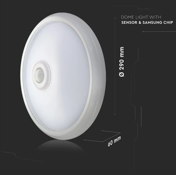 LED Stropní svítidlo se senzorem SAMSUNG CHIP LED/12W/230V 6400K