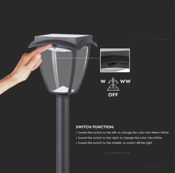 LED Solární lampa LED/2W/230V 93 cm 3000/6000K IP65 2200 mAh