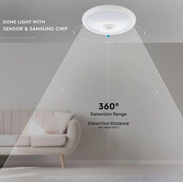 LED Stropní svítidlo se senzorem SAMSUNG CHIP LED/12W/230V 6400K