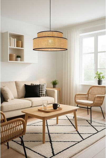 Lustr na lanku BOHO 1xE27/60W/230V pr. 40 cm béžová