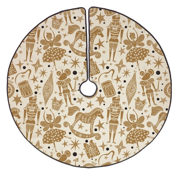 Bavlněný koberec pod vánoční stromeček Butter Kings Golden Nut Cracker, ø 130 cm