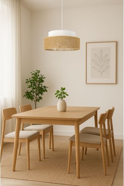 Lustr na lanku BOHO 1xE27/60W/230V pr. 40 cm bílá/béžová