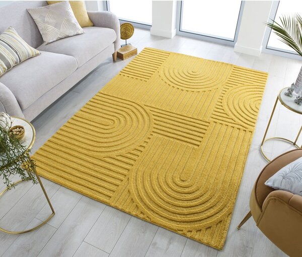 Žlutý vlněný koberec Flair Rugs Zen Garden, 160 x 230 cm