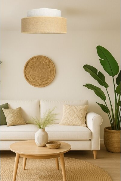 Stropní svítidlo BOHO 1xE27/60W/230V pr. 40 cm krémová/béžová