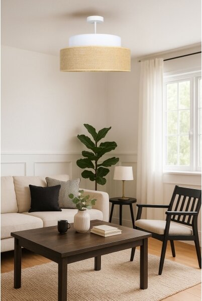 Přisazený lustr BOHO 1xE27/60W/230V pr. 40 cm bílá/béžová