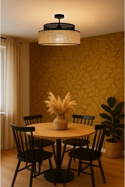 Přisazený lustr BOHO 1xE27/60W/230V pr. 40 cm černá/ratan