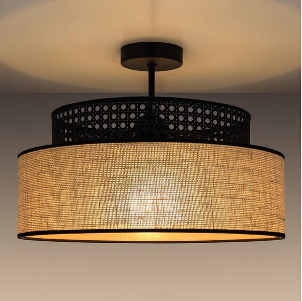 Přisazený lustr BOHO 1xE27/60W/230V pr. 40 cm černá/ratan